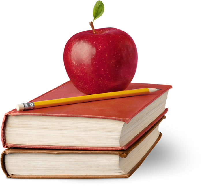 Red Apple and Pencil on Books